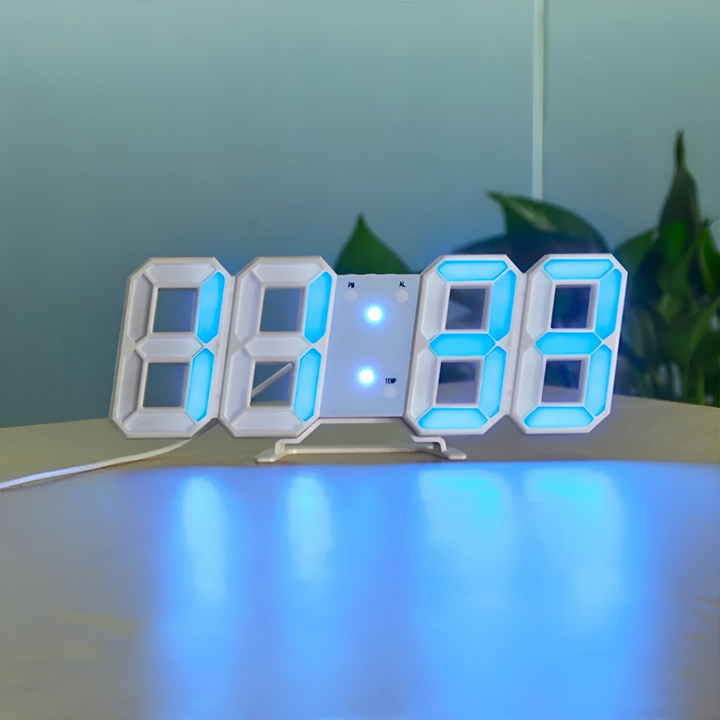 Designer-LED-3D-väggklocka med digital visning och intuitiv användning