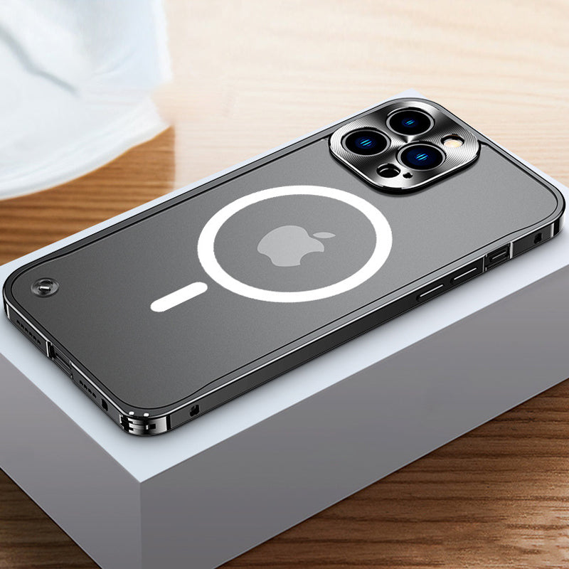 Magnetisk laddningsfodral med metallram för iPhone