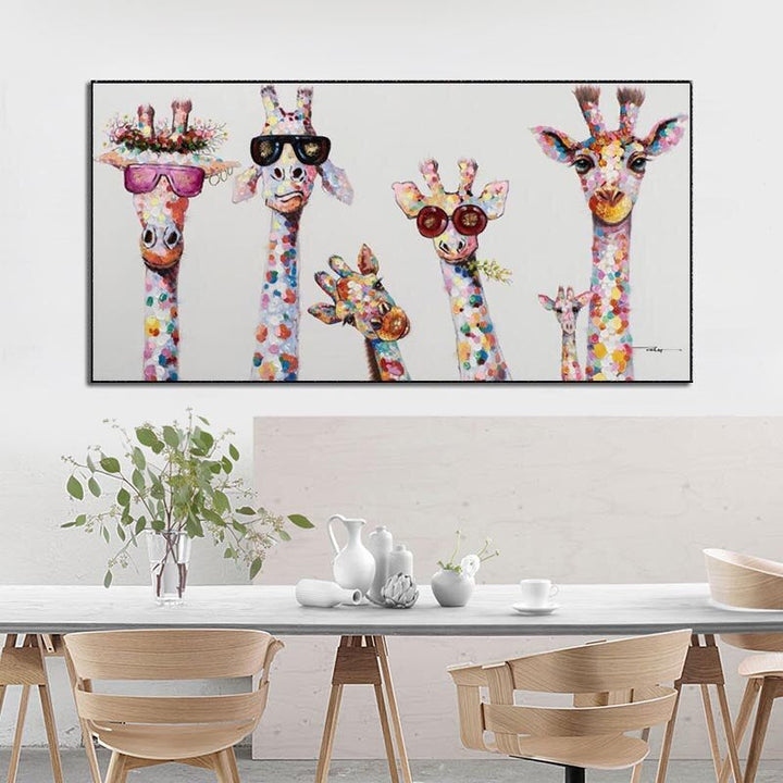 Tecknad-Giraffer - Canvas Väggkonst Målning