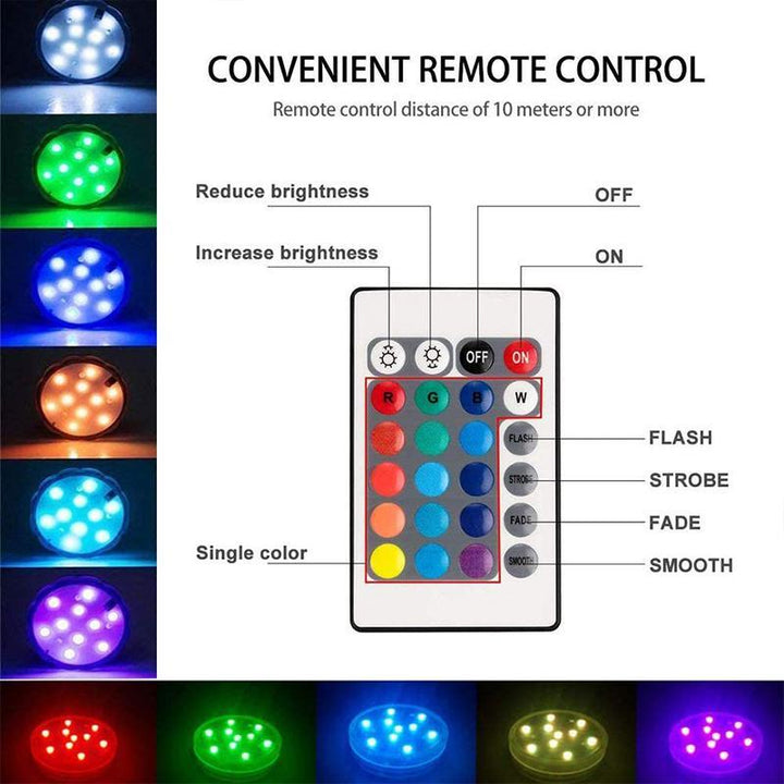 Vattentätt LED-ljus med magnetisk sug och fjärrkontroll