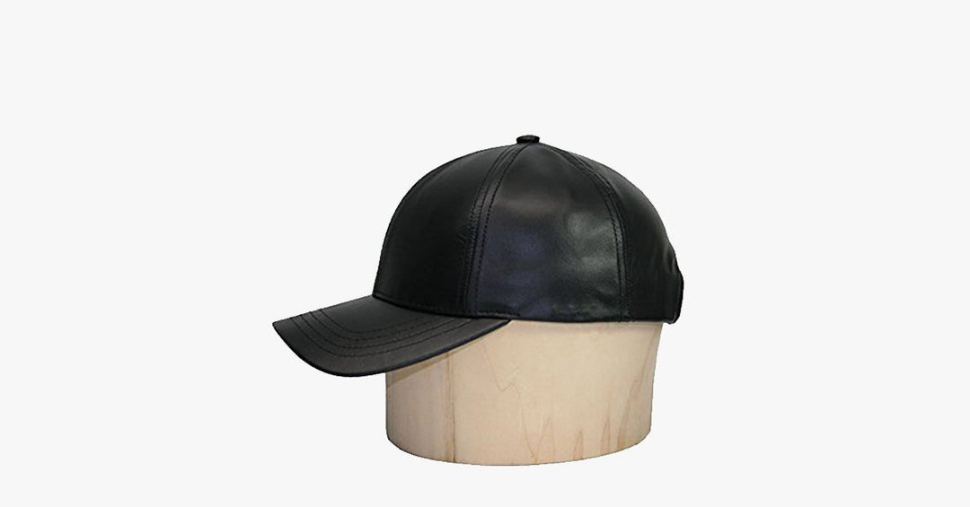 Svart läder justerbar baseballkeps | Karnz
