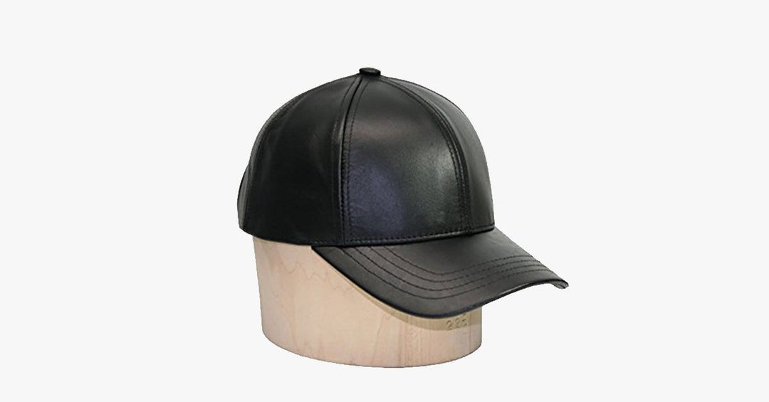Svart läder justerbar baseballkeps | Karnz