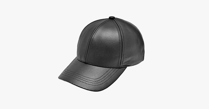 Svart läder justerbar baseballkeps | Karnz