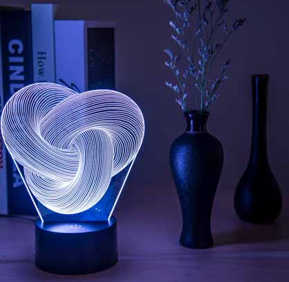 Hemra Knutformad 3D-lampa i akryl med färgskiftande ljus