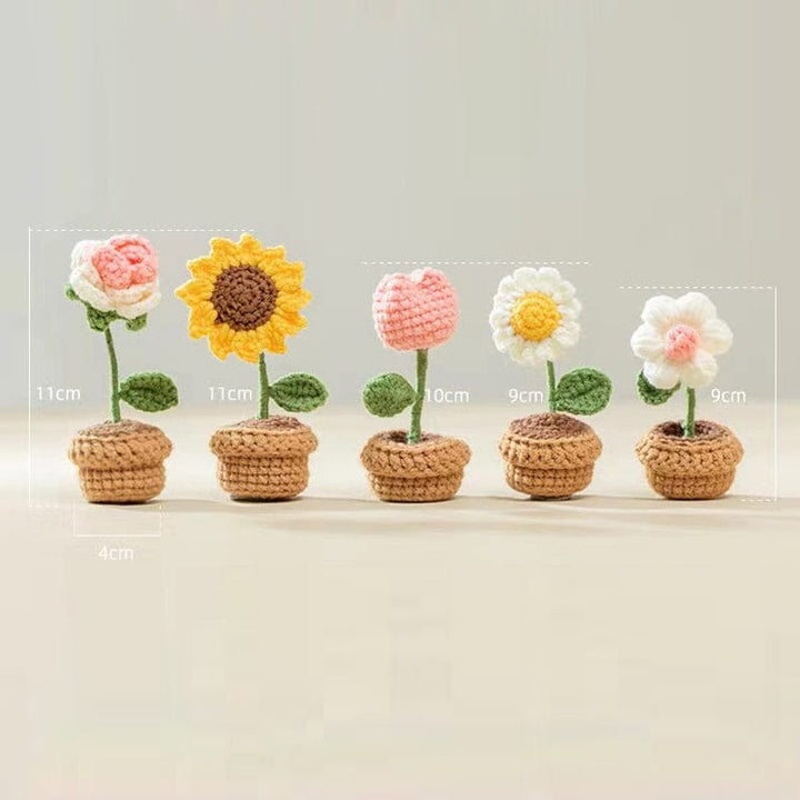 Handgjorda stickade blommor