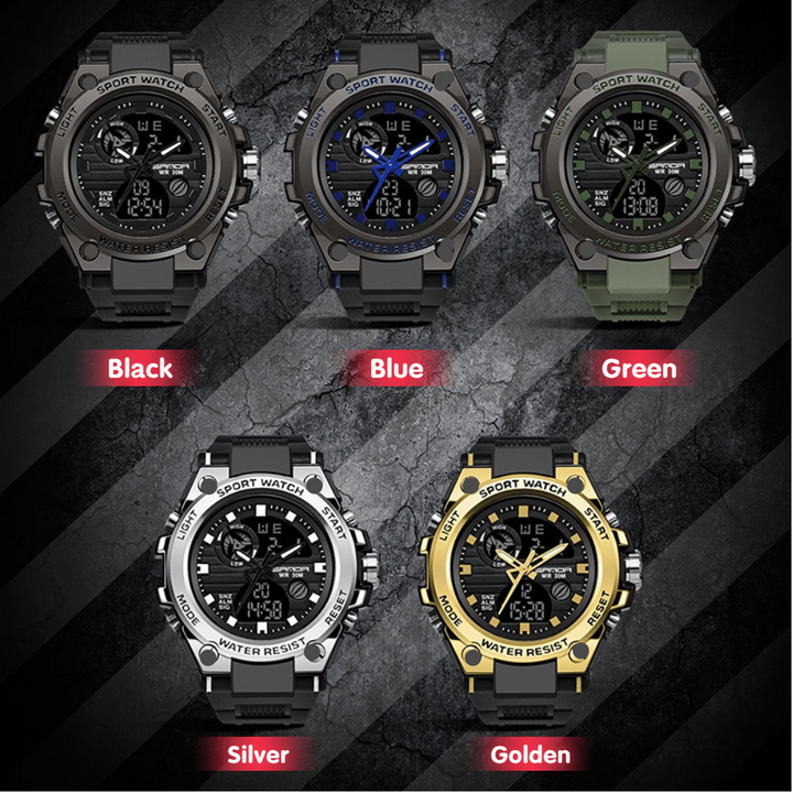 ⌚Sportig Dual-Display Mode Multifunktionell vattentät lysande herrarmbandsur