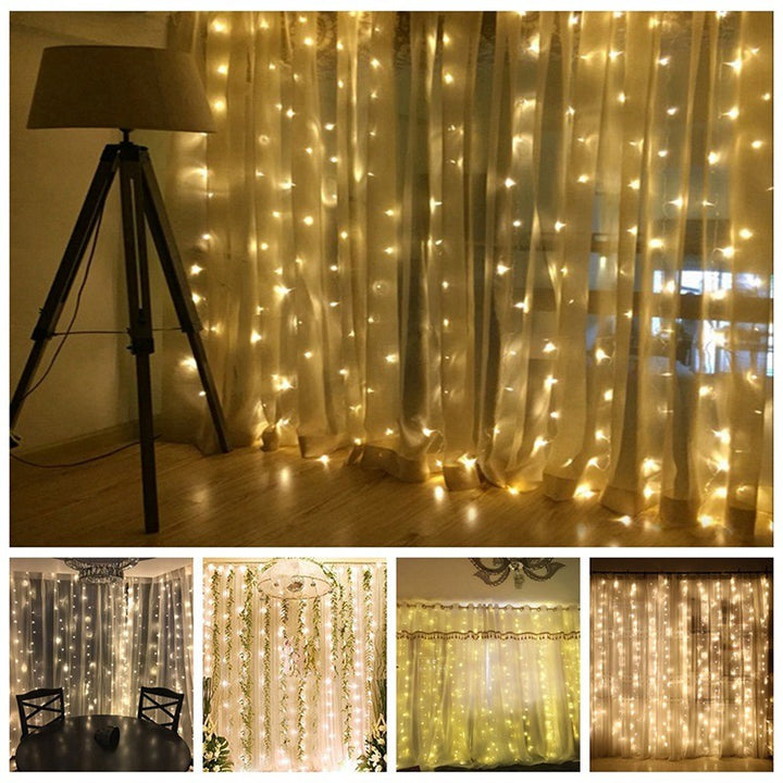 LED-ljusgardin 3 × 3 m med 304 lampor