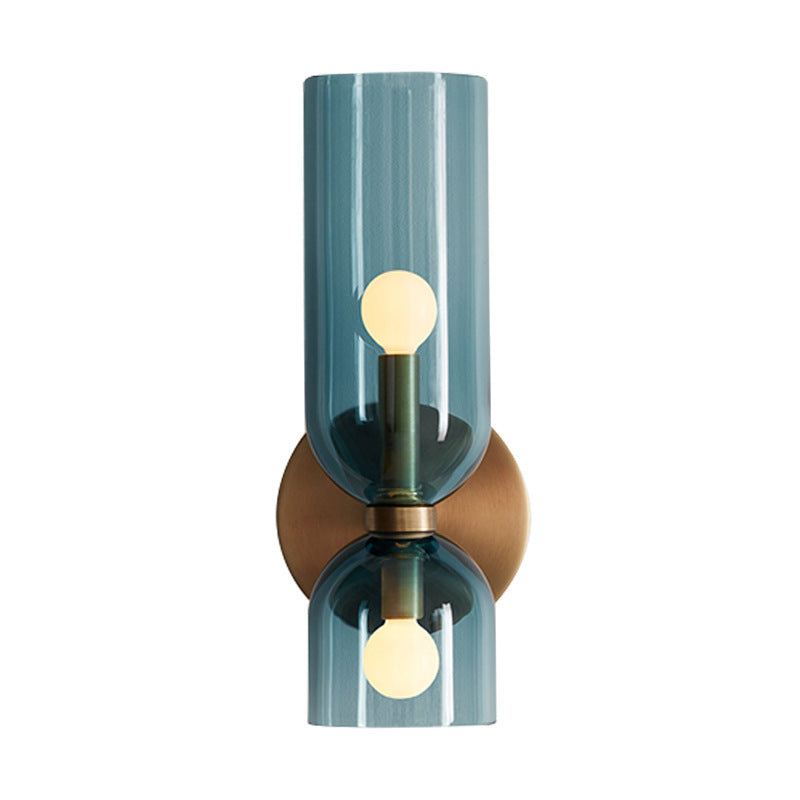 Glasvägglampa med dubbellampdesign