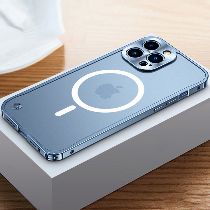 Magnetisk laddningsfodral med metallram för iPhone