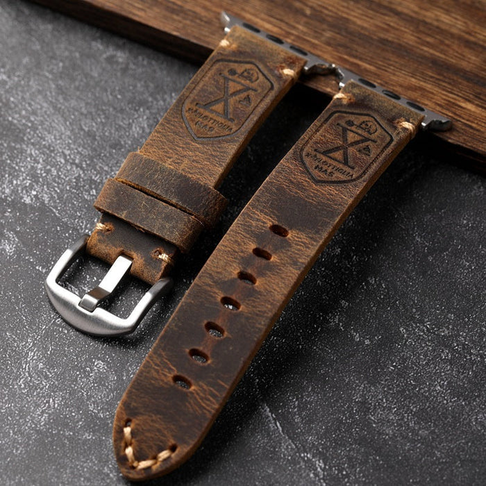 Handgjort Vintage Läder-Apple-Watch-Armband
