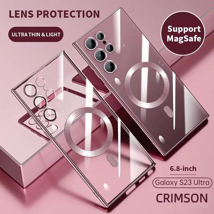 Transparent lyxbeläggning magnetiskt skydd för Samsung