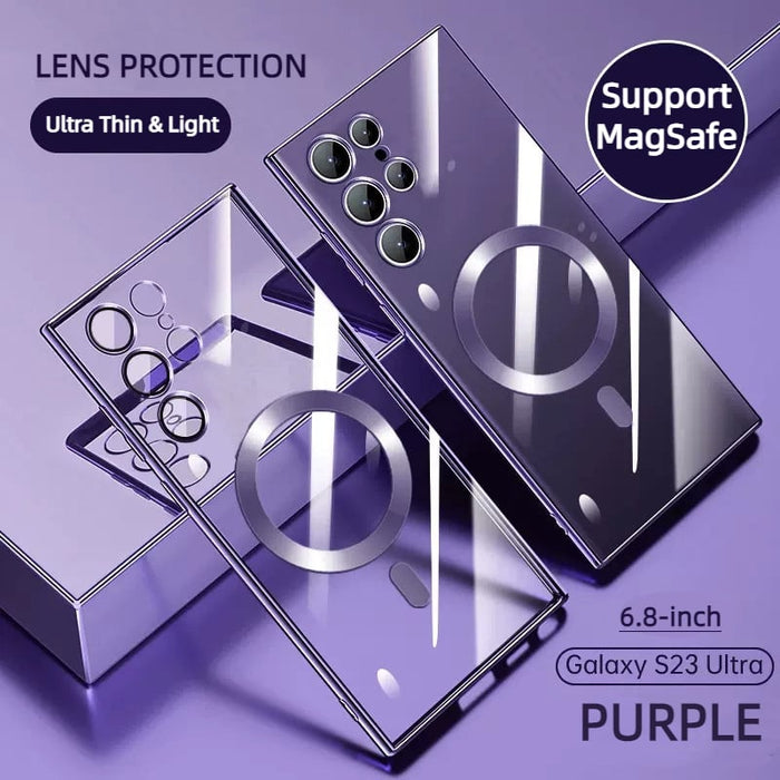 Transparent lyxbeläggning magnetiskt skal för Samsung