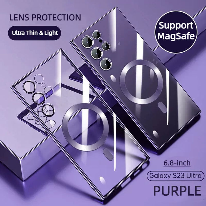 Transparent lyxbeläggning magnetiskt skal för Samsung