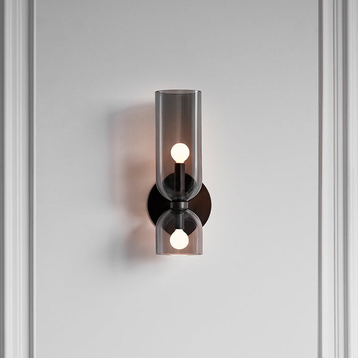 Glasvägglampa med dubbellampdesign