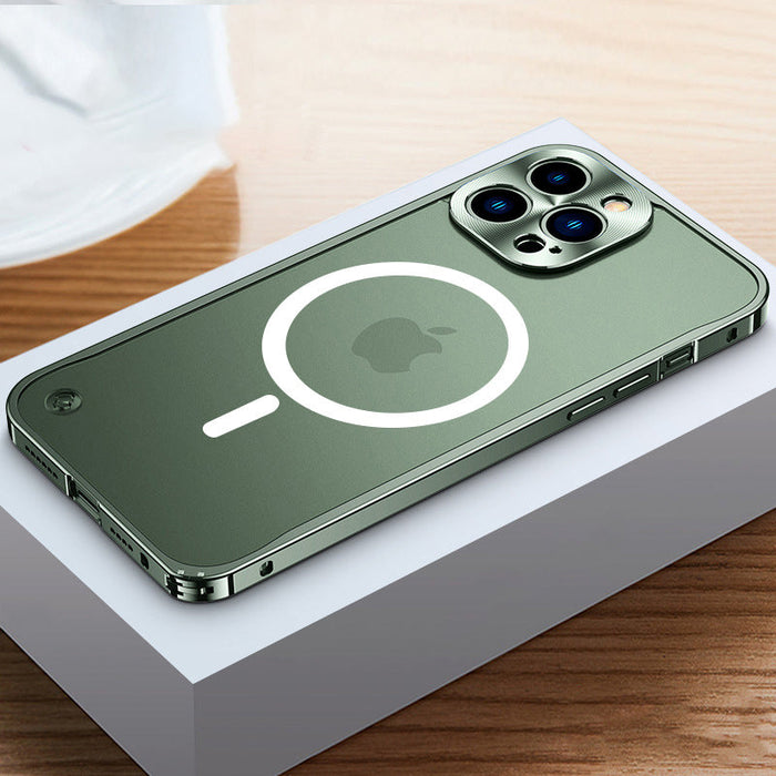 Magnetisk laddningsfodral med metallram för iPhone