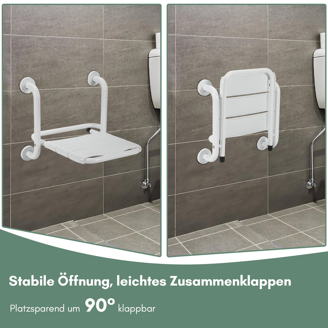 Fällbar Duschklappsitz med Armstöd Väggmontering | Karnz