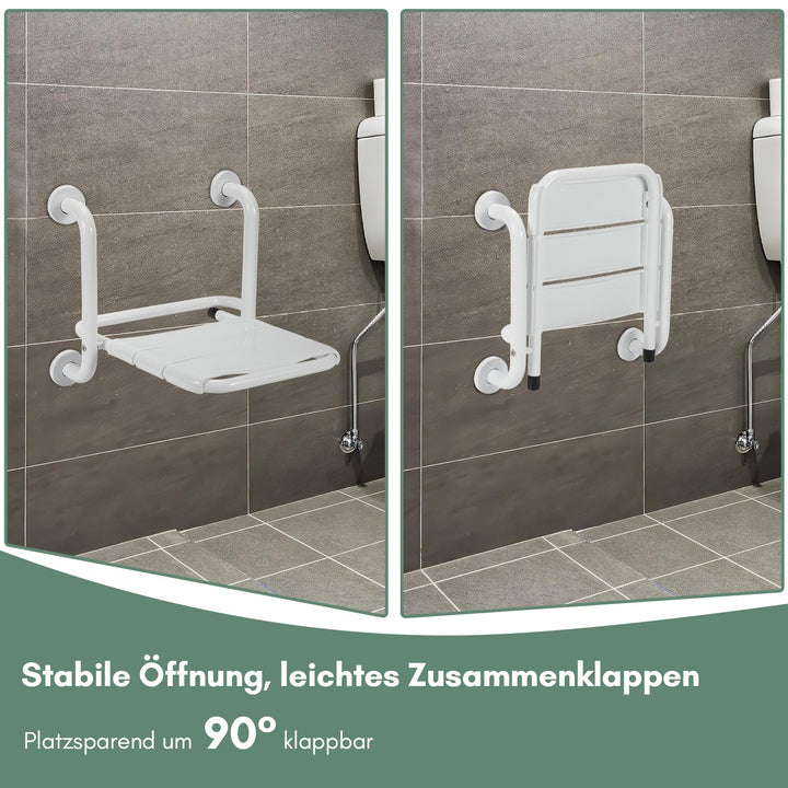 Fällbar Duschklappsitz med Armstöd Väggmontering | Karnz