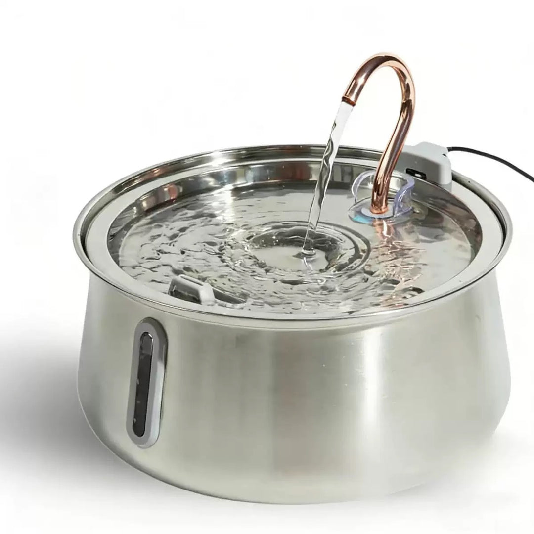 Vattenfontän för husdjur 4 liter i rostfritt stål, droppform