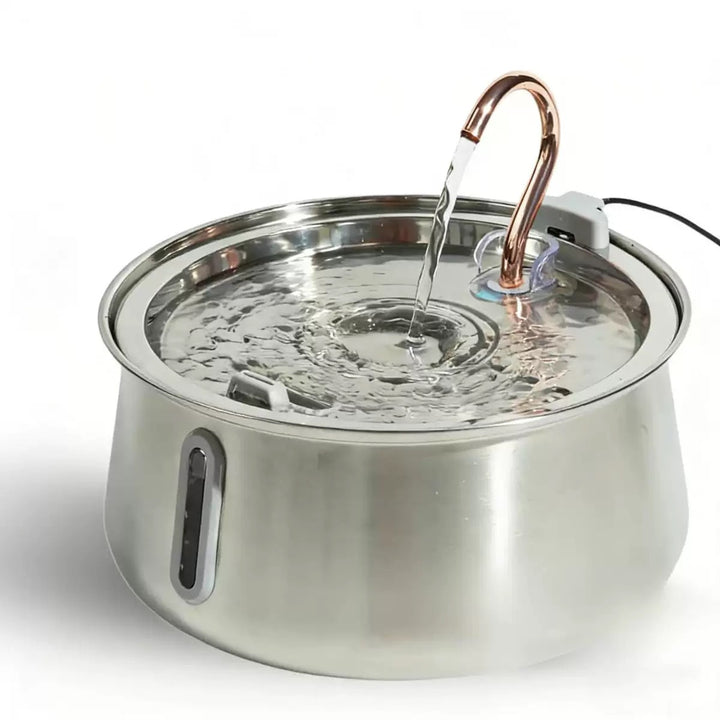 Vattenfontän för husdjur 4 liter i rostfritt stål, droppform