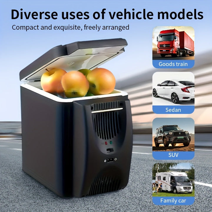 Kompakt 6L bärbar mini-kylskåp för bilar – DC 12V elektrisk kylare för drycker, skaldjur och frukt, perfekt för resor och utomhusäventyr