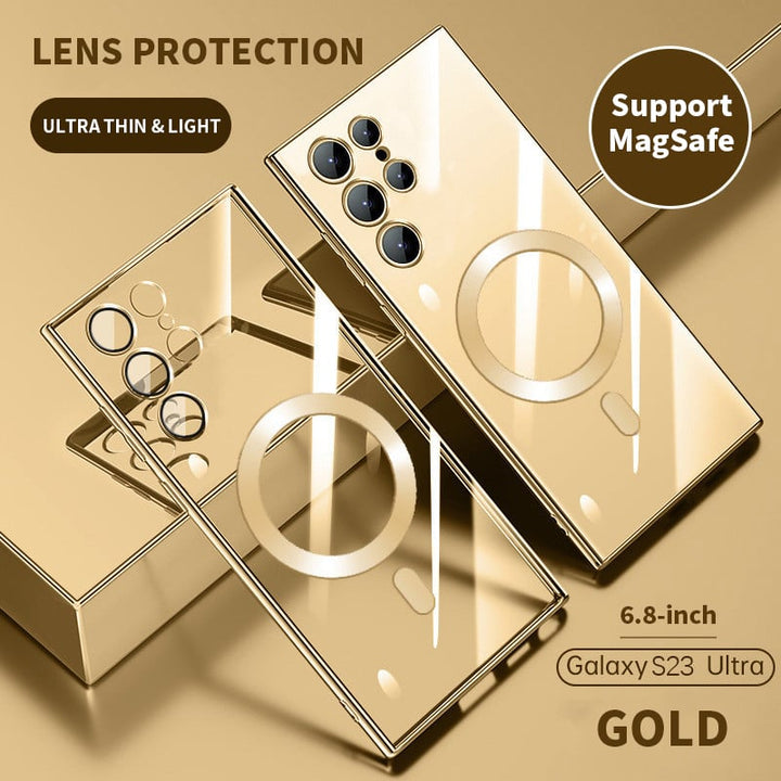 Transparent lyxbeläggning magnetiskt skydd för Samsung