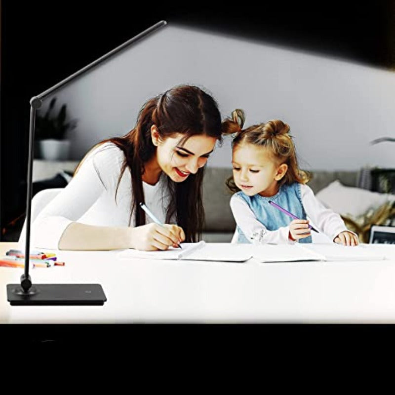 LED-skrivbordslampa, Touch-Control skrivbordslampa med 3 ljusstyrkenivåer, dimbar kontorslampa med justerbar arm, hopfällbar bordslampa för skrivbord, sovrum, nattduksbord, kontor