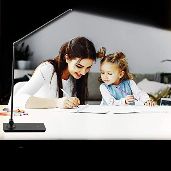 LED-skrivbordslampa, Touch-Control skrivbordslampa med 3 ljusstyrkenivåer, dimbar kontorslampa med justerbar arm, hopfällbar bordslampa för skrivbord, sovrum, nattduksbord, kontor