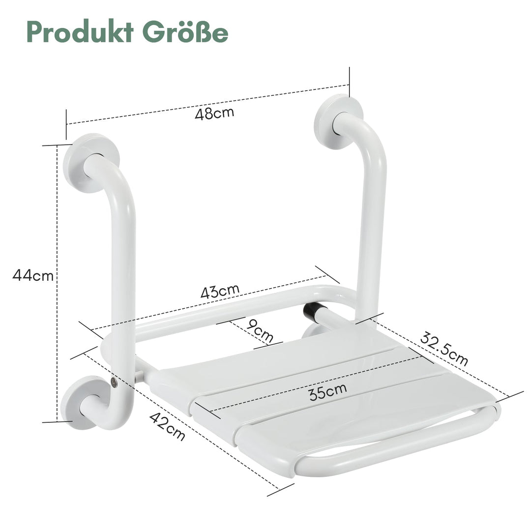 Fällbar Duschklappsitz med Armstöd Väggmontering | Karnz