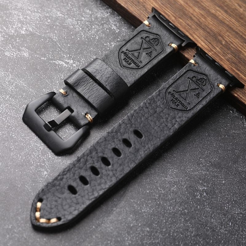 Handgjort Vintage Läder-Apple-Watch-Armband