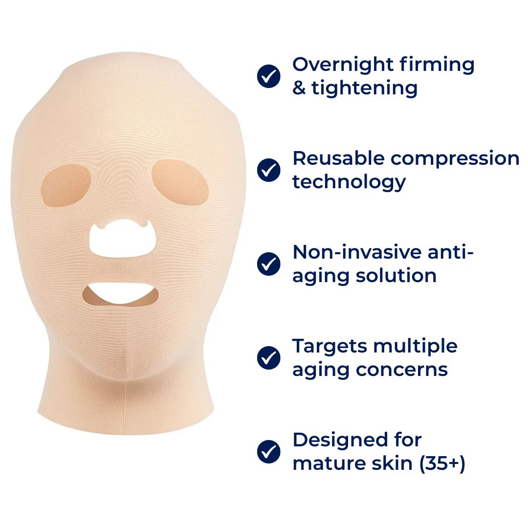 FirmLift | Anti-rynkor ansiktslyftmask – Återanvändbar kompression – Mjuk ergonomisk passform – Uppstramande och fastande över natten för mogen hud Karnz