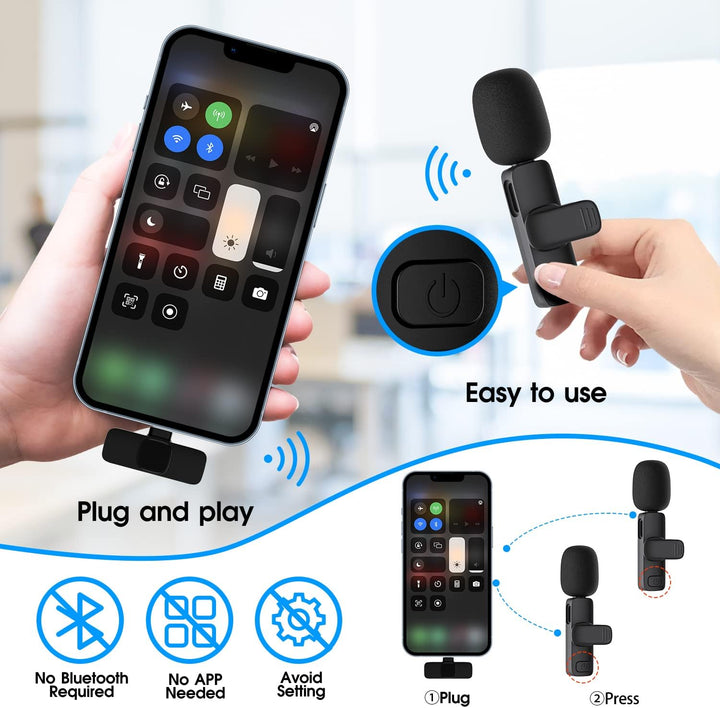 2-Pack trådlös mikrofon för iPhone iPad