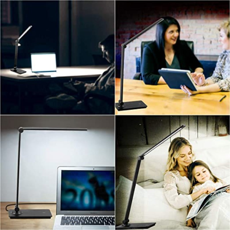 LED-skrivbordslampa, Touch-Control skrivbordslampa med 3 ljusstyrkenivåer, dimbar kontorslampa med justerbar arm, hopfällbar bordslampa för skrivbord, sovrum, nattduksbord, kontor