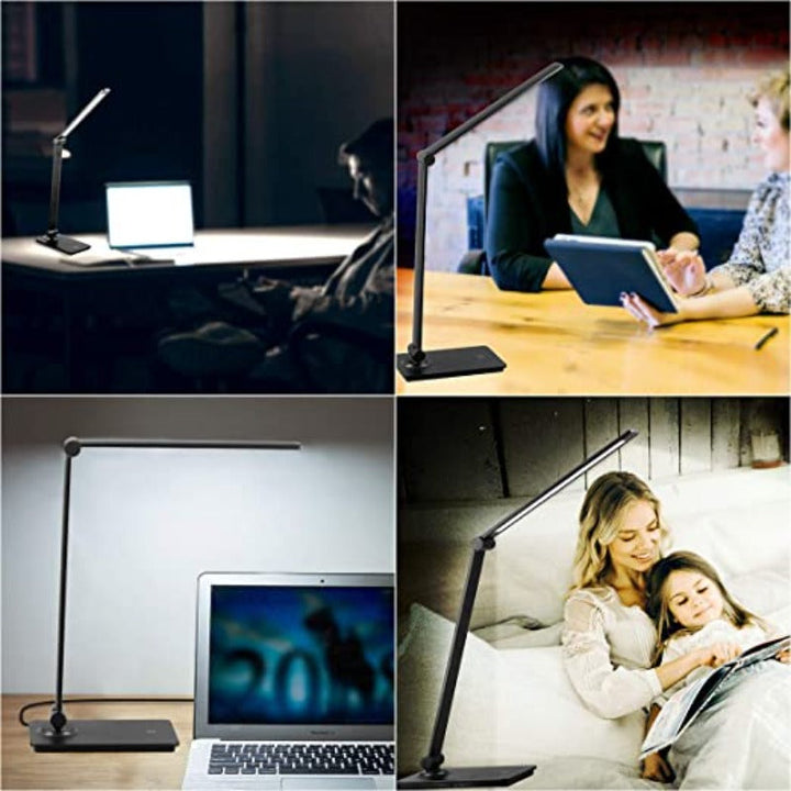LED-skrivbordslampa, Touch-Control skrivbordslampa med 3 ljusstyrkenivåer, dimbar kontorslampa med justerbar arm, hopfällbar bordslampa för skrivbord, sovrum, nattduksbord, kontor