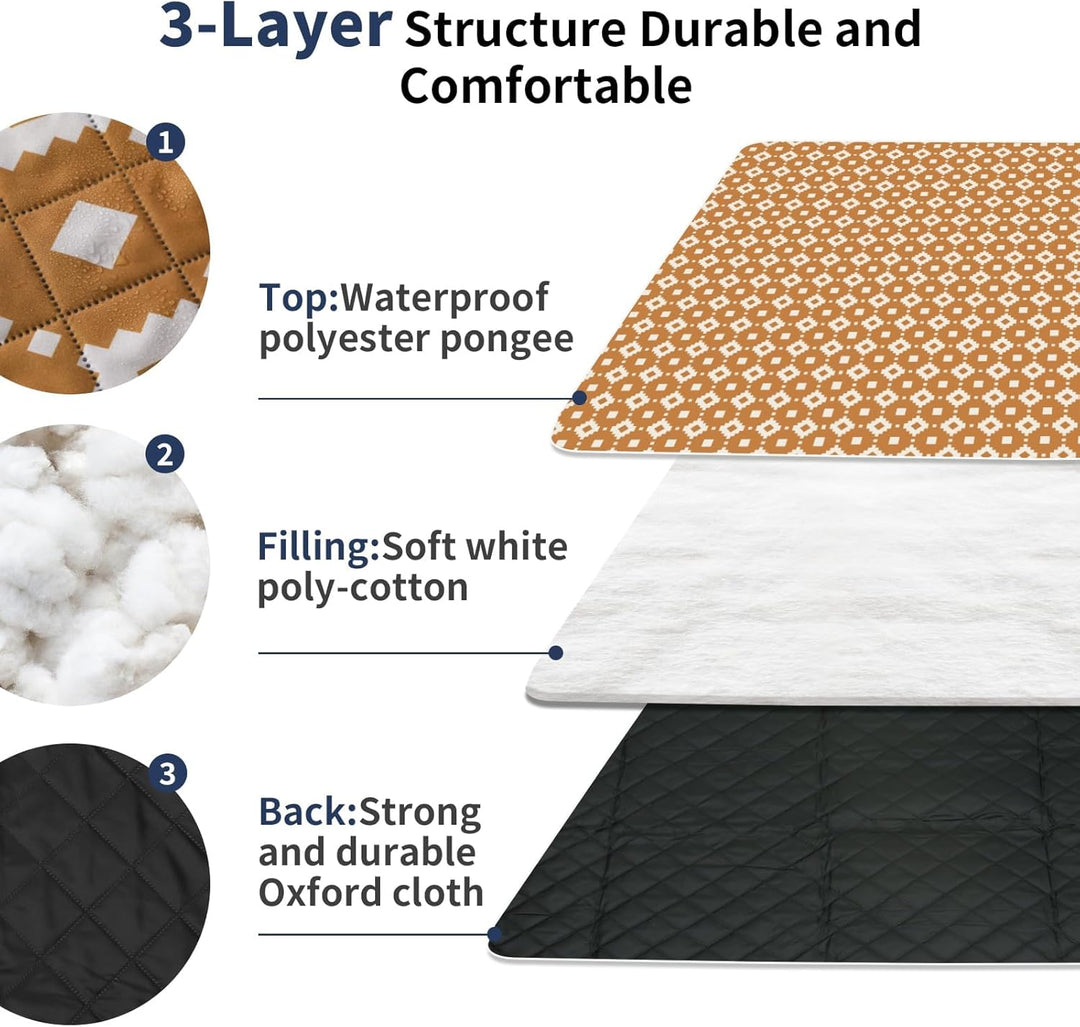 Extra stor, vattentät picknickfilt 200 × 200 cm med 3 lager – MeadowRest