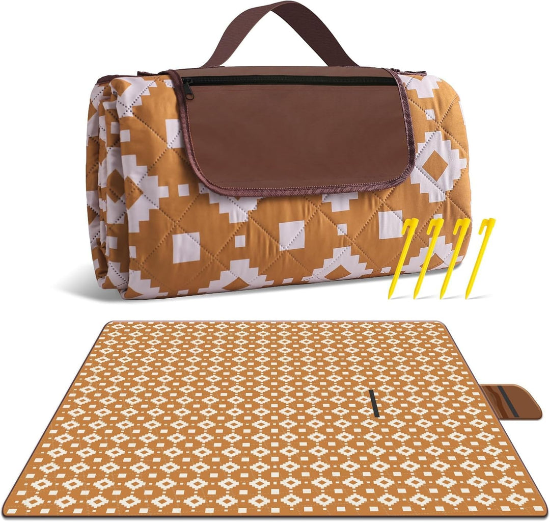 Extra stor, vattentät picknickfilt 200 × 200 cm med 3 lager – MeadowRest