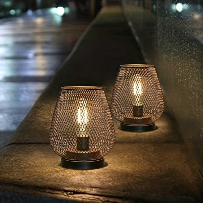 Sandsberg | Atmosfäriska Bordslampor | Varmt Ljus i Metallgaller-Design | 2-pack