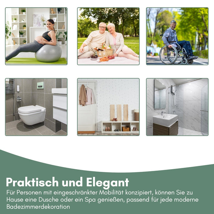 Fällbar Duschklappsitz med Armstöd Väggmontering | Karnz