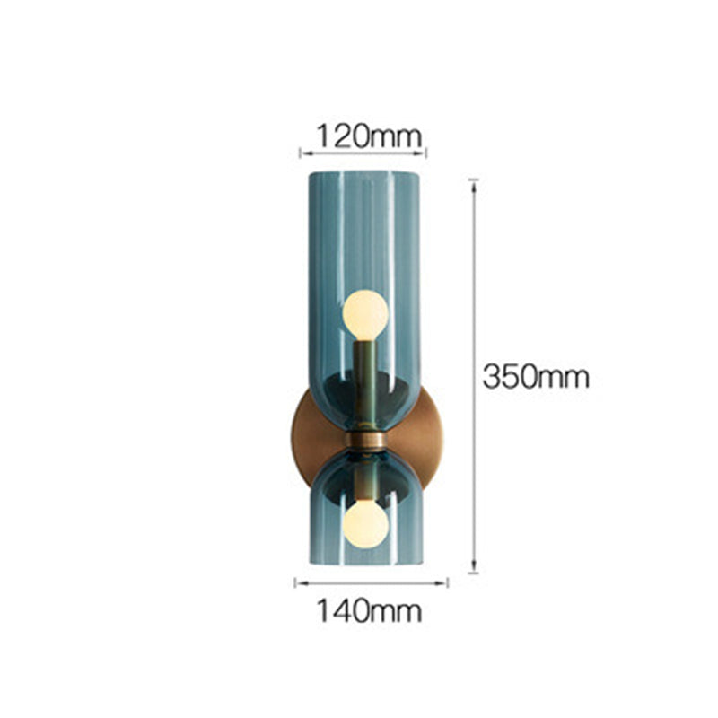 Glasvägglampa med dubbellampdesign