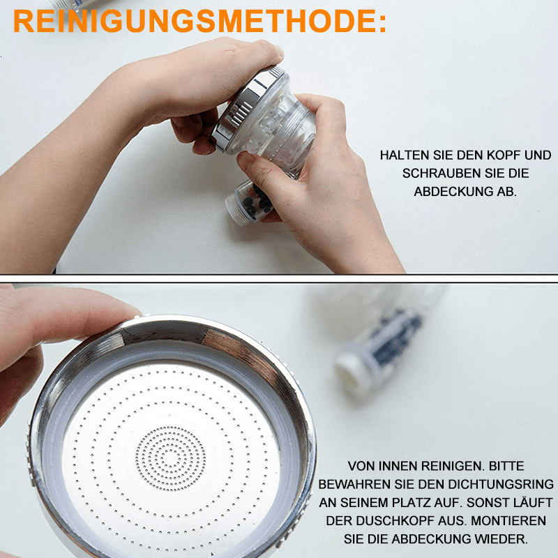 Premium Duschhuvud Handdusch med Ionenfilter vattensparande med justerbart vattentryck
