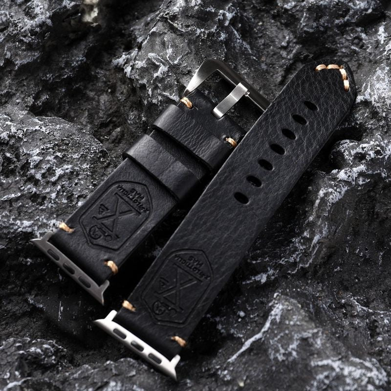 Handgjort Vintage Läder-Apple-Watch-Armband