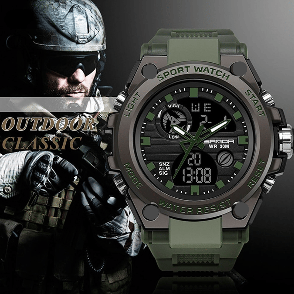 ⌚Sportig Dual-Display Mode Multifunktionell vattentät lysande herrarmbandsur