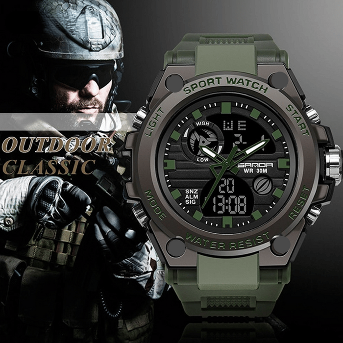 ⌚Sportig Dual-Display Mode Multifunktionell vattentät lysande herrarmbandsur