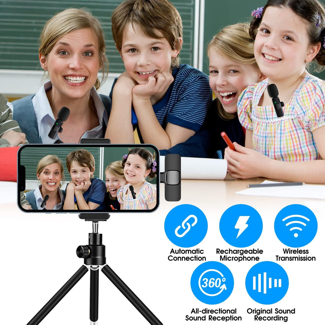 2-Pack trådlös mikrofon för iPhone iPad