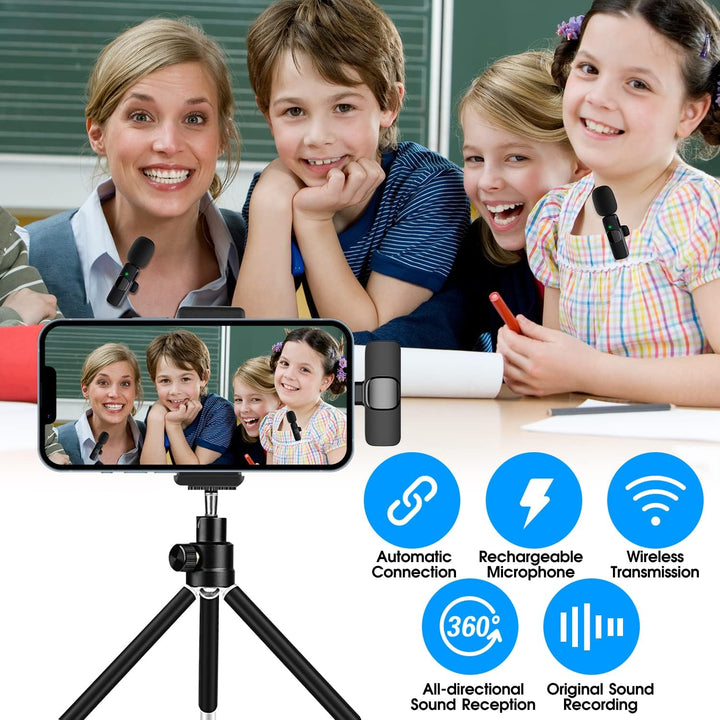 2-Pack trådlös mikrofon för iPhone iPad
