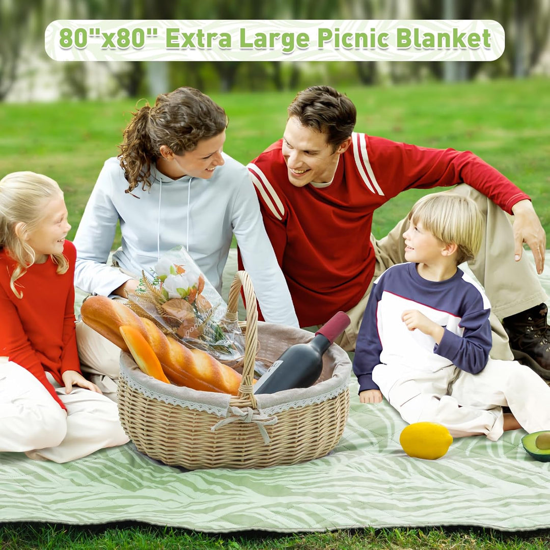 Extra stor, vattentät picknickfilt 200 × 200 cm med 3 lager – MeadowRest