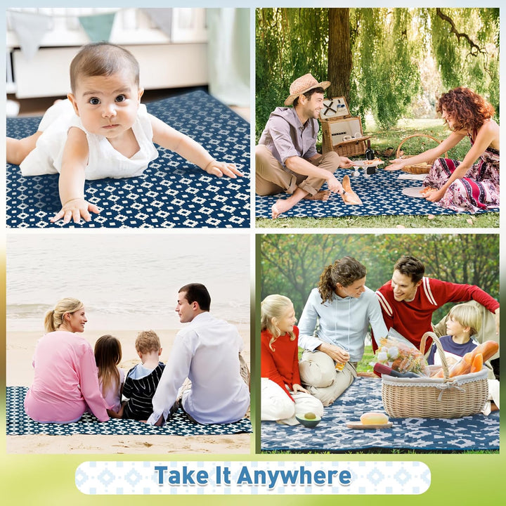 Extra stor, vattentät picknickfilt 200 × 200 cm med 3 lager – MeadowRest