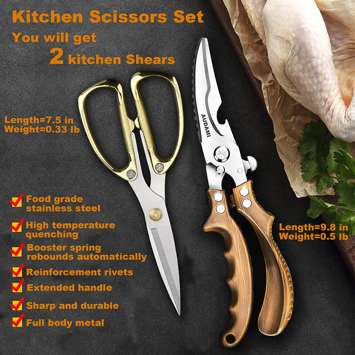 Köksaxar Tungvikts köksax-set 2-pack, Fjäderbelastade tungvikts köksaxar