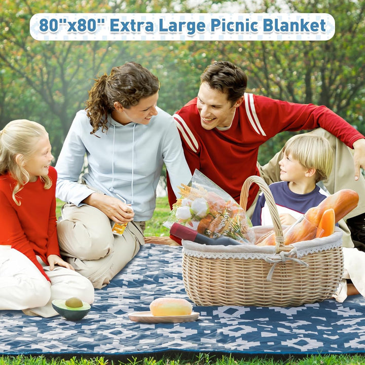 Extra stor, vattentät picknickfilt 200 × 200 cm med 3 lager – MeadowRest