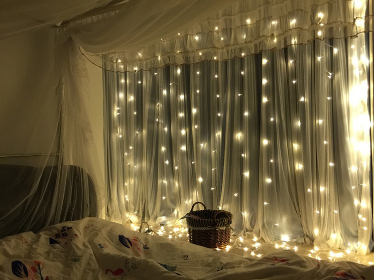 LED-ljusgardin 3 × 3 m med 304 lampor