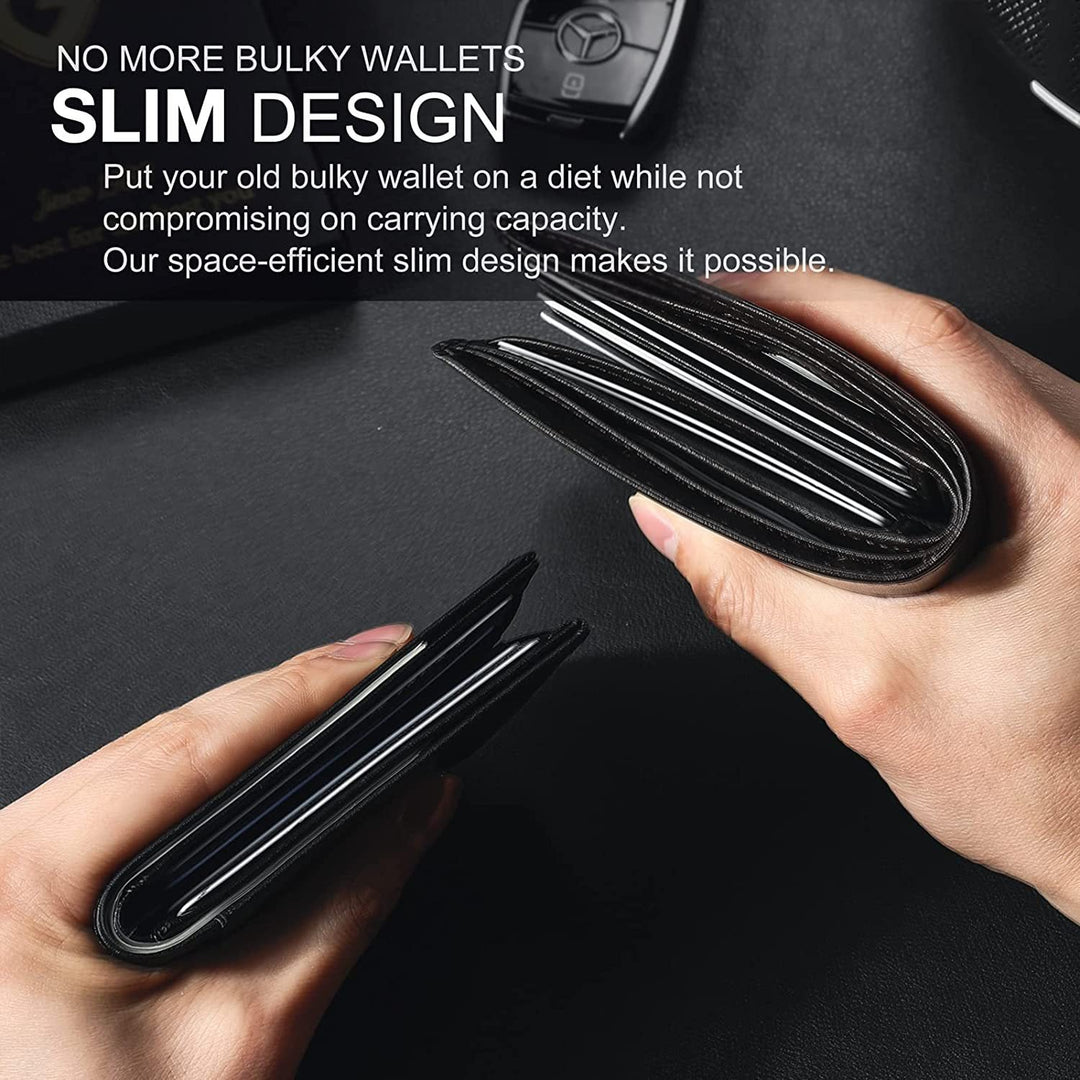 Slim RFID-plånbok för herrar | Kortfodral i läder | Svart